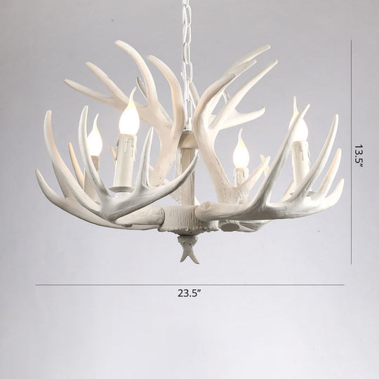 Artificial Antler Chandelier Rustic Resin Hanging Light with Exposed Bulb Design