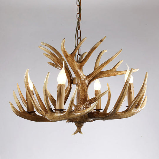 Artificial Antler Chandelier Rustic Resin Hanging Light with Exposed Bulb Design