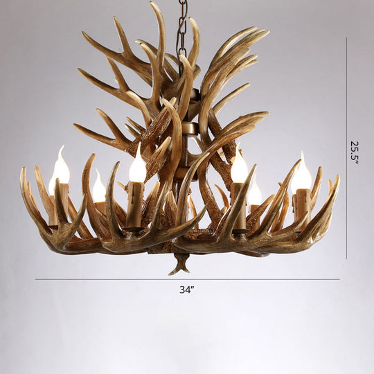 Artificial Antler Chandelier Rustic Resin Hanging Light with Exposed Bulb Design