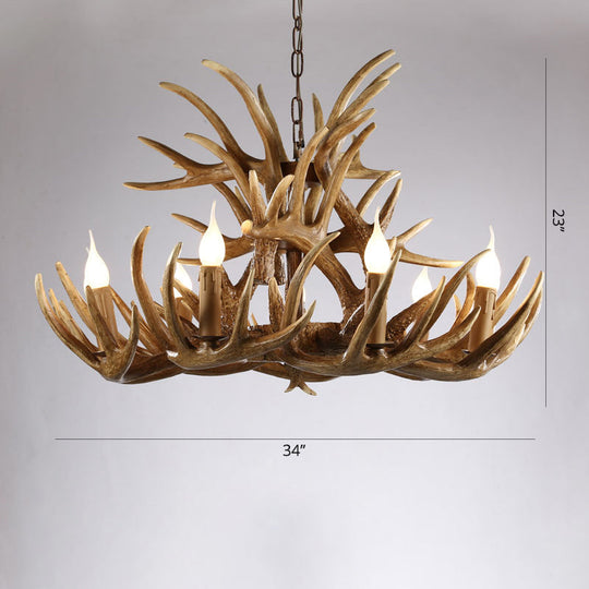 Artificial Antler Chandelier Rustic Resin Hanging Light with Exposed Bulb Design