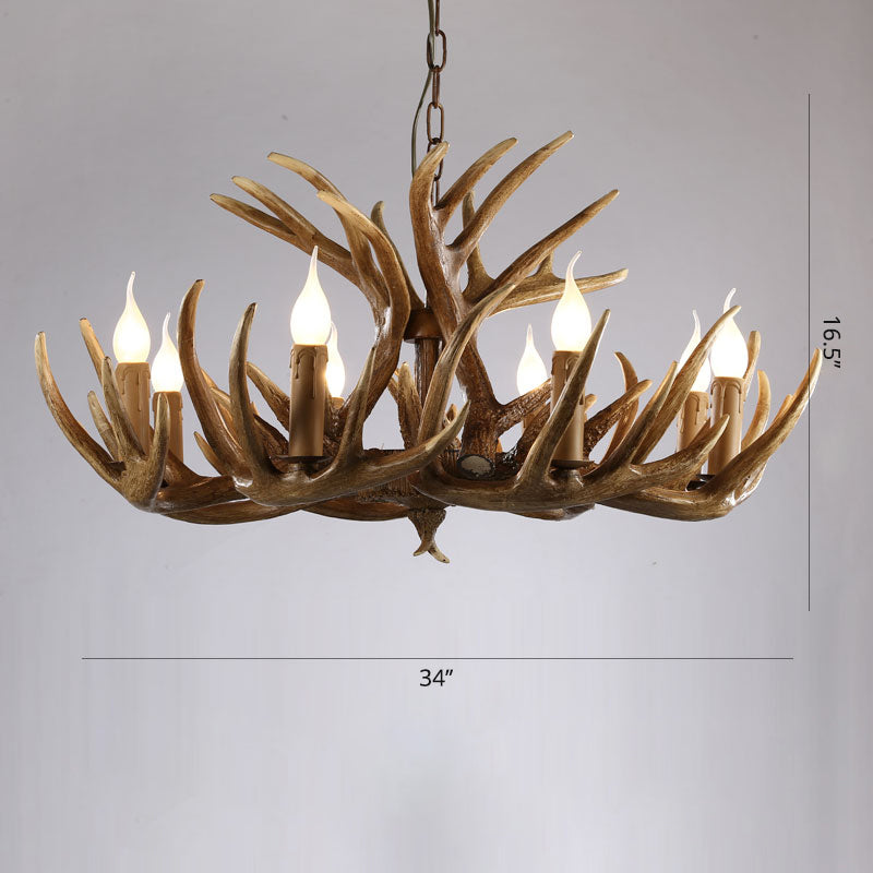 Artificial Antler Chandelier Rustic Resin Hanging Light with Exposed Bulb Design