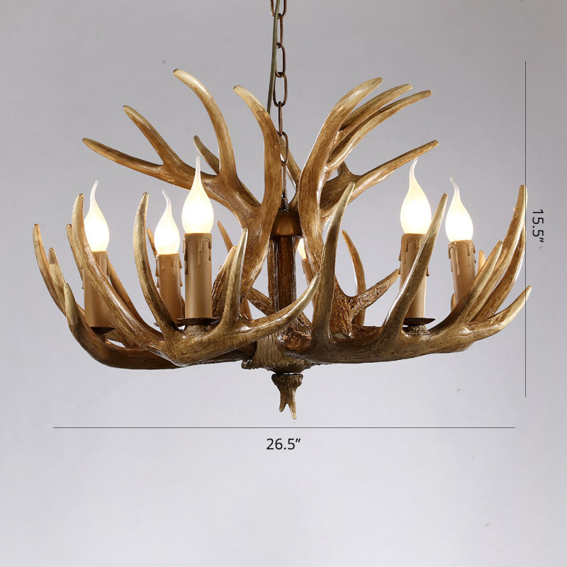 Artificial Antler Chandelier Rustic Resin Hanging Light with Exposed Bulb Design