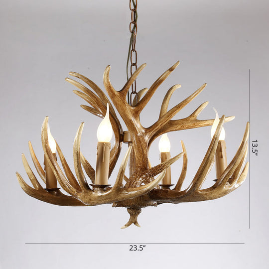 Artificial Antler Chandelier Rustic Resin Hanging Light with Exposed Bulb Design