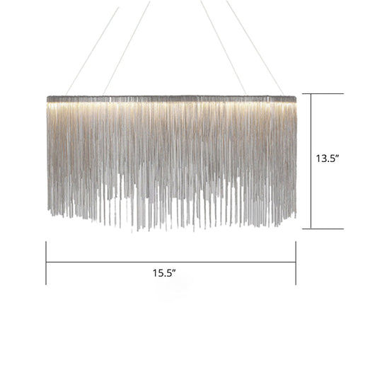 LED Chain Fringe Chandelier - Modern Metal Pendant Light for Living Room