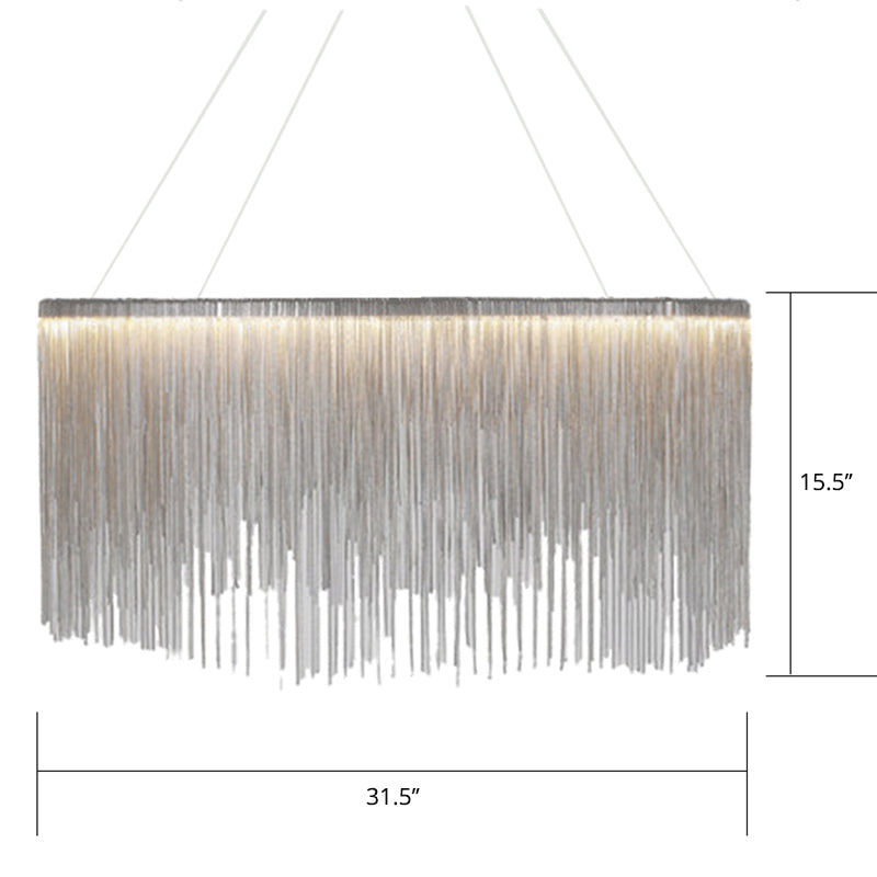 LED Chain Fringe Chandelier - Modern Metal Pendant Light for Living Room