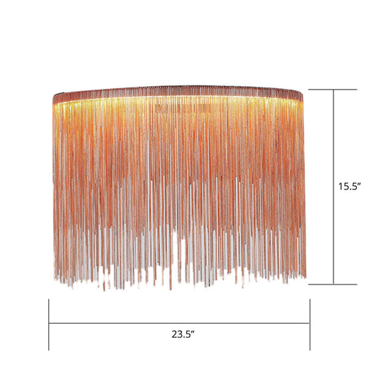 LED Chain Fringe Chandelier - Modern Metal Pendant Light for Living Room