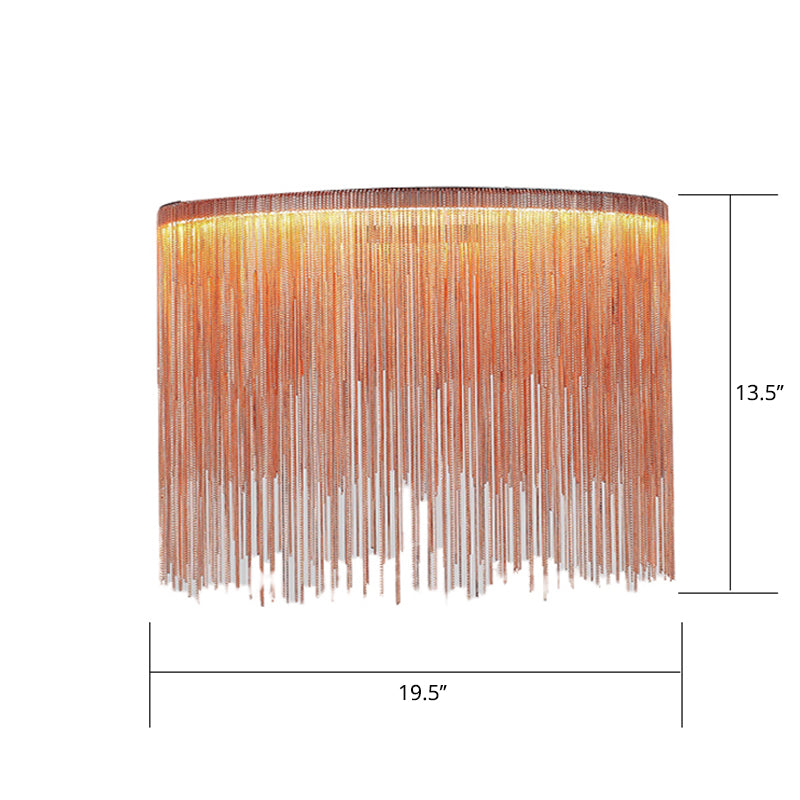 LED Chain Fringe Chandelier - Modern Metal Pendant Light for Living Room