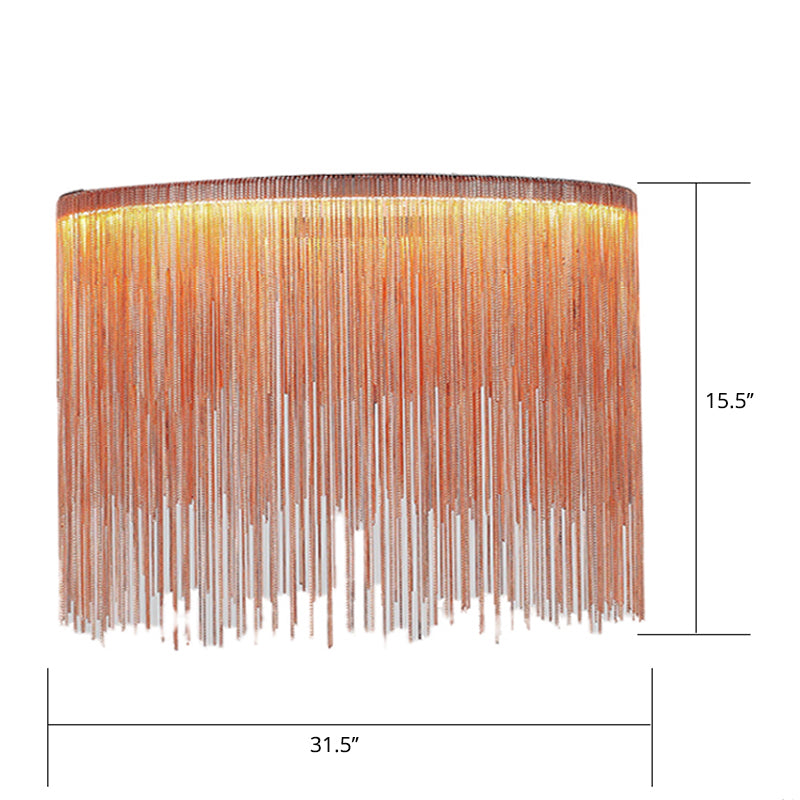 LED Chain Fringe Chandelier - Modern Metal Pendant Light for Living Room
