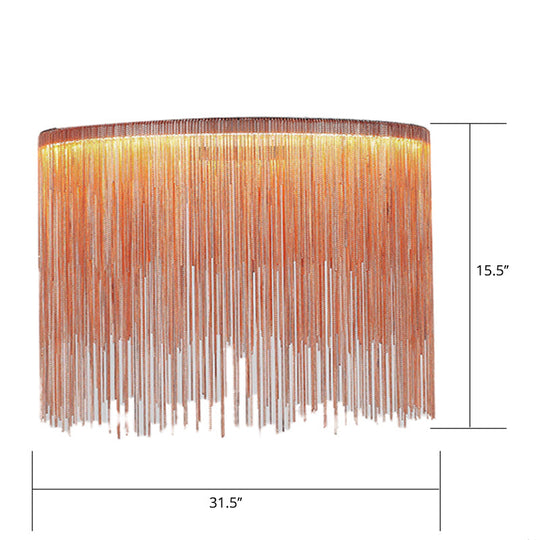 LED Chain Fringe Chandelier - Modern Metal Pendant Light for Living Room