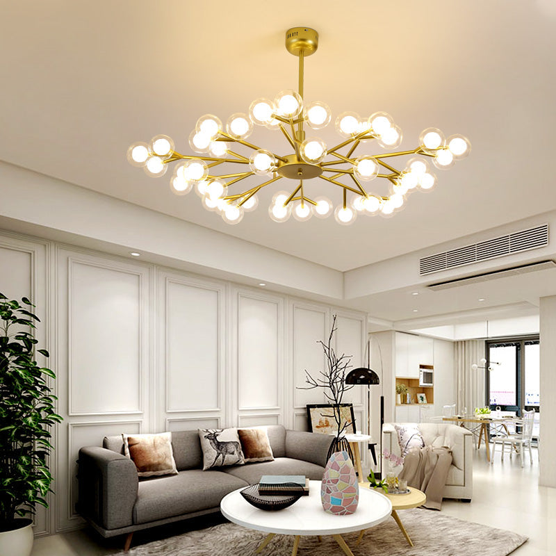Nordic Style Dual Glass Glowworm Chandelier Pendant Light for Living Room Suspension