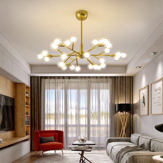 Nordic Style Dual Glass Glowworm Chandelier Pendant Light for Living Room Suspension