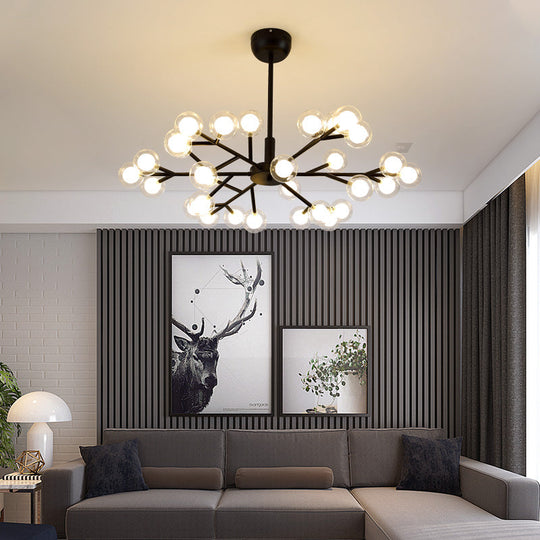 Nordic Style Dual Glass Glowworm Chandelier Pendant Light for Living Room Suspension