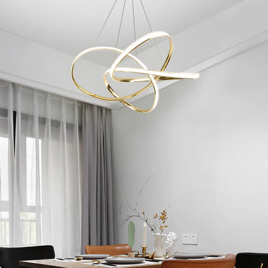 Minimalist Gold-Plated Pendant Chandelier with LED Suspension Light for Restaurants