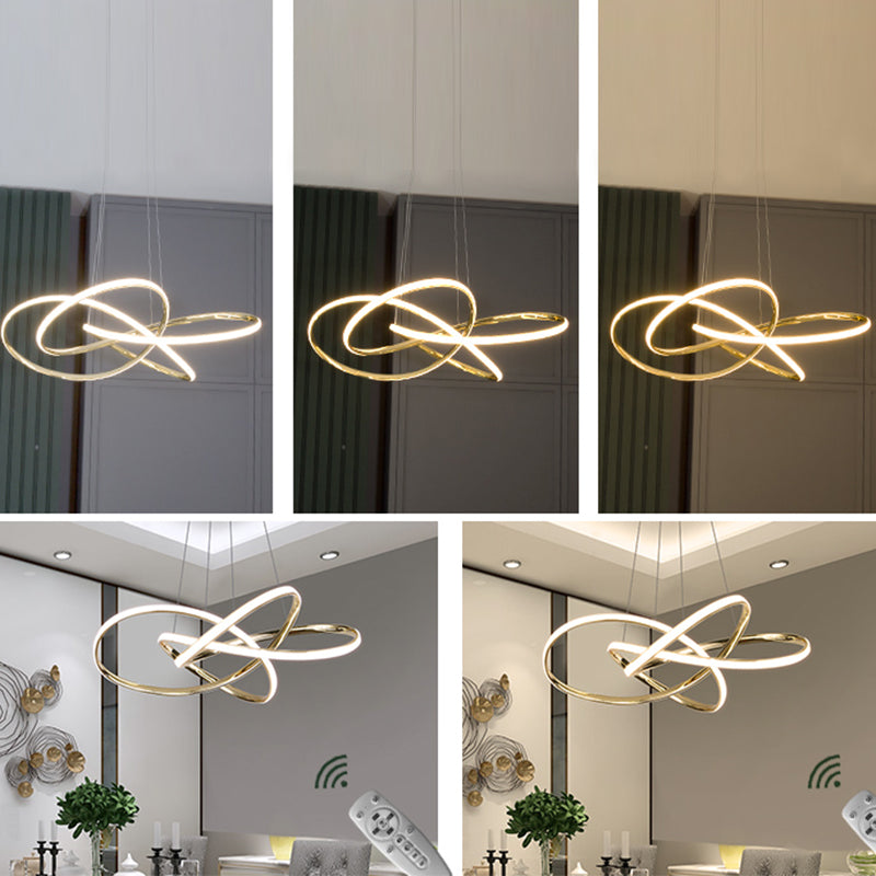 Minimalist Gold-Plated Pendant Chandelier with LED Suspension Light for Restaurants
