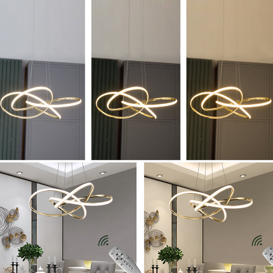 Minimalist Gold-Plated Pendant Chandelier with LED Suspension Light for Restaurants