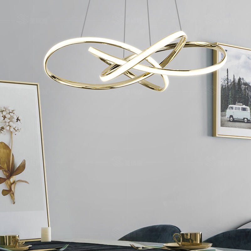 Minimalist Gold-Plated Pendant Chandelier with LED Suspension Light for Restaurants