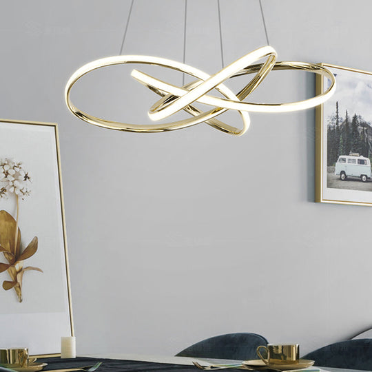 Minimalist Gold-Plated Pendant Chandelier with LED Suspension Light for Restaurants