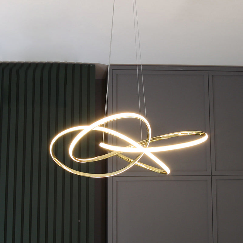 Minimalist Gold-Plated Pendant Chandelier with LED Suspension Light for Restaurants