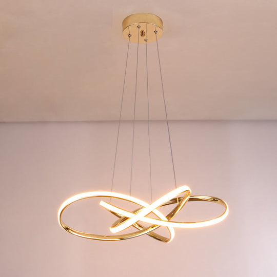 Minimalist Gold-Plated Pendant Chandelier with LED Suspension Light for Restaurants