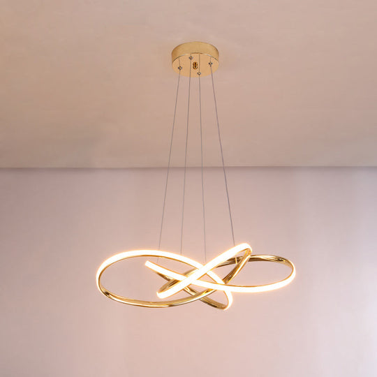 Minimalist Gold-Plated Pendant Chandelier with LED Suspension Light for Restaurants