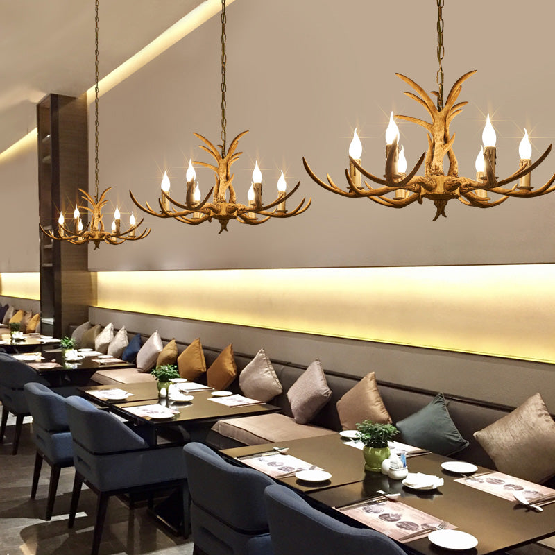 Farmhouse Resin Chandelier Pendant Light with Bare Tree Branch Design – Perfect for Restaurants