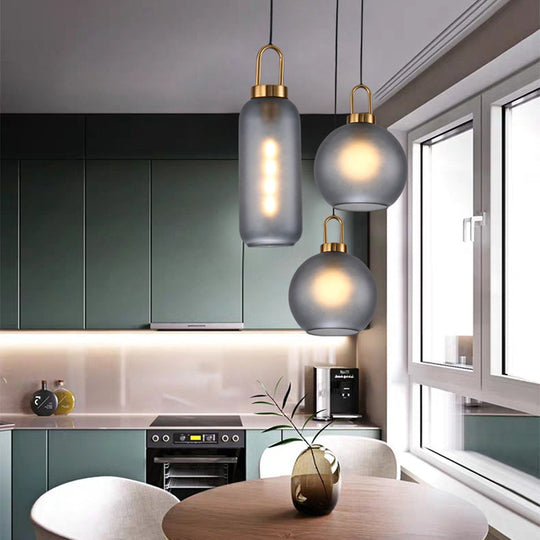 Minimalist Globe Pendant Ceiling Light for Dining Room with Glass Shade