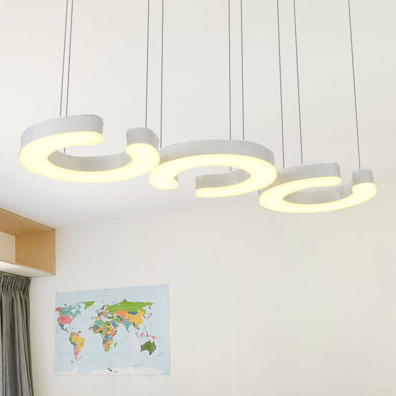 C-Shaped LED Pendant Lamp Kit - Minimalist Metal Design with Warm/White Light and Round/Linear Canopy