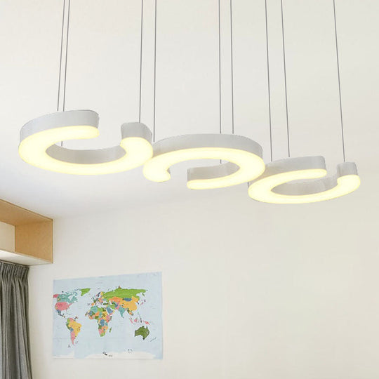 C-Shaped LED Pendant Lamp Kit - Minimalist Metal Design with Warm/White Light and Round/Linear Canopy