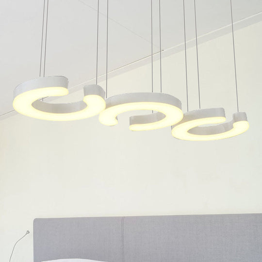 C-Shaped LED Pendant Lamp Kit - Minimalist Metal Design with Warm/White Light and Round/Linear Canopy