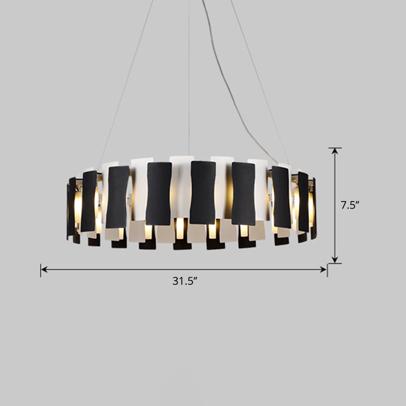 Postmodern Black and White Circular Chandelier Pendant Light for Living Room