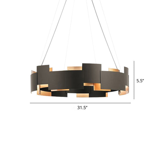 Black and Gold Metal Pendant Chandelier with Postmodern Splicing Design and Inner Suspension Light