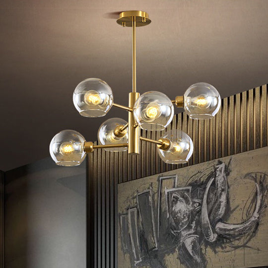 Postmodern Glass Dome Hanging Lamp - Stylish Dining Room Chandelier