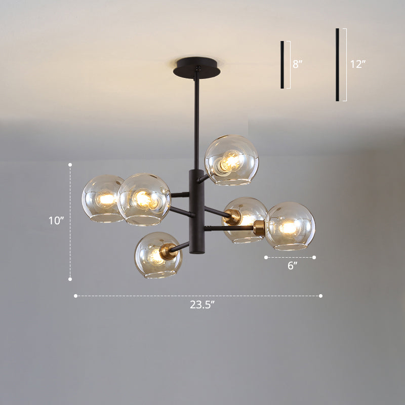 Postmodern Glass Dome Hanging Lamp - Stylish Dining Room Chandelier