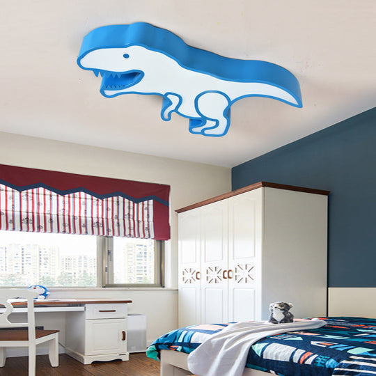 Dinosaur LED Flushmount Ceiling Lamp for Kids Room - Metal Flush-Mount Light Fixture