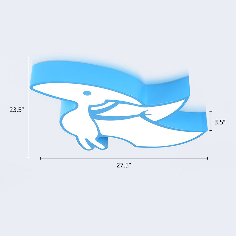 Dinosaur LED Flushmount Ceiling Lamp for Kids Room - Metal Flush-Mount Light Fixture