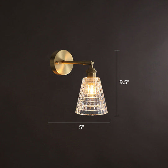 Postmodern Gold Wall Lamp with Tapered Adjustable Sconce Lighting for Bedroom