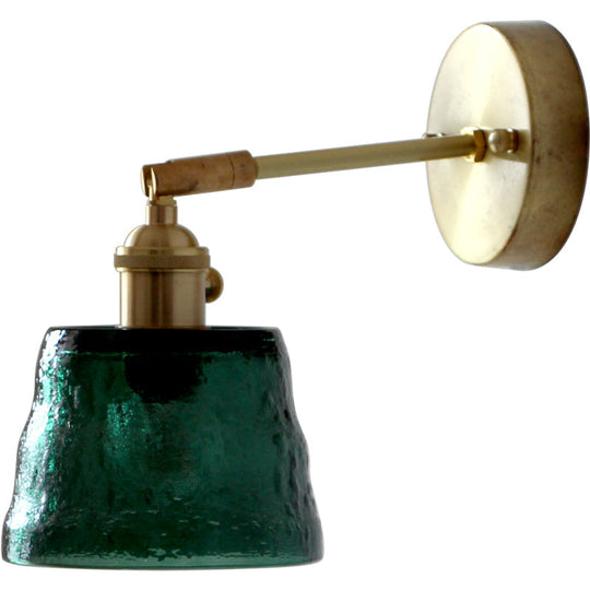 Vintage Brass Wall Sconce with Adjustable Reading Light - Water Glass & Tapered Design