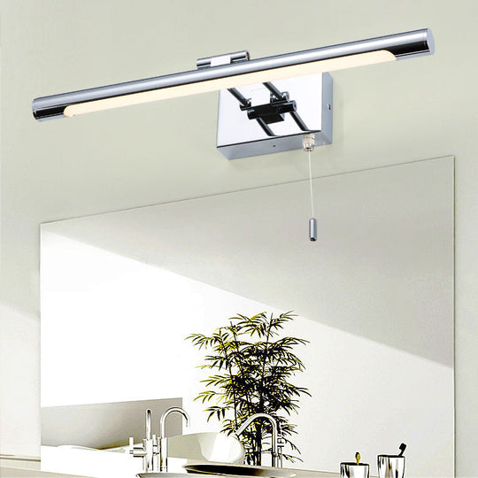 Modern Chrome Swingable Tube Vanity Light with Minimalist LED Acrylic Wall Sconce for Bath