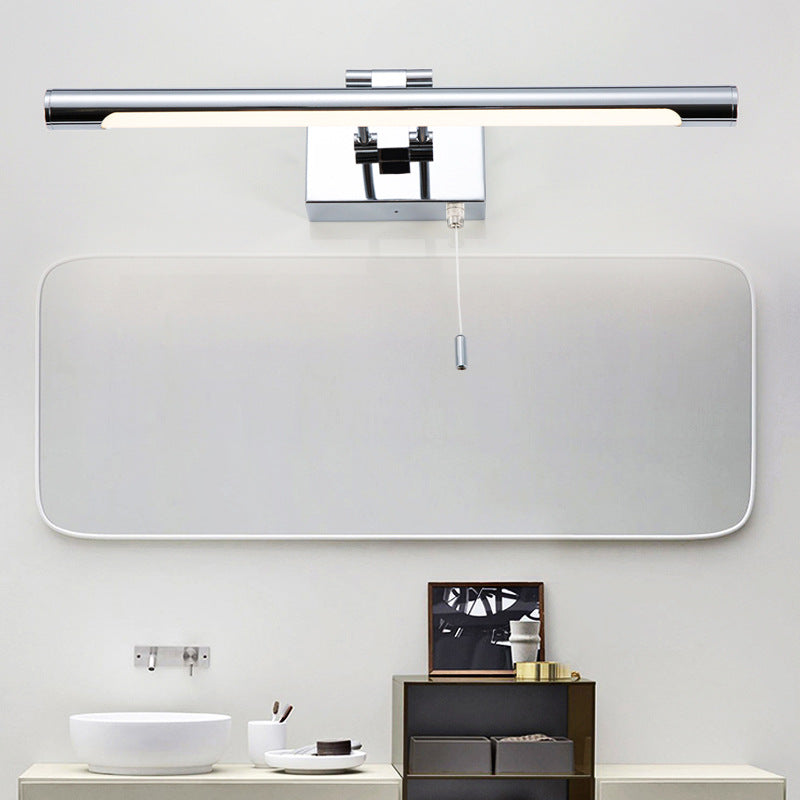 Modern Chrome Swingable Tube Vanity Light with Minimalist LED Acrylic Wall Sconce for Bath