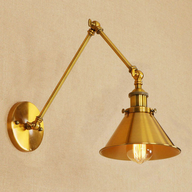 Vintage Conical Reading Wall Lamp with Flexible Swing Arm