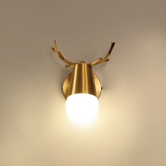 Postmodern Metal Brass Sconce Light with Exposed Bulb Design - Antler Vanity Wall Fixture