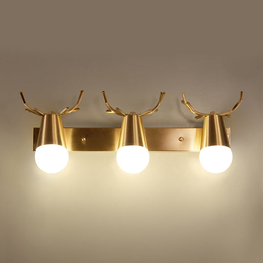 Postmodern Metal Brass Sconce Light with Exposed Bulb Design - Antler Vanity Wall Fixture