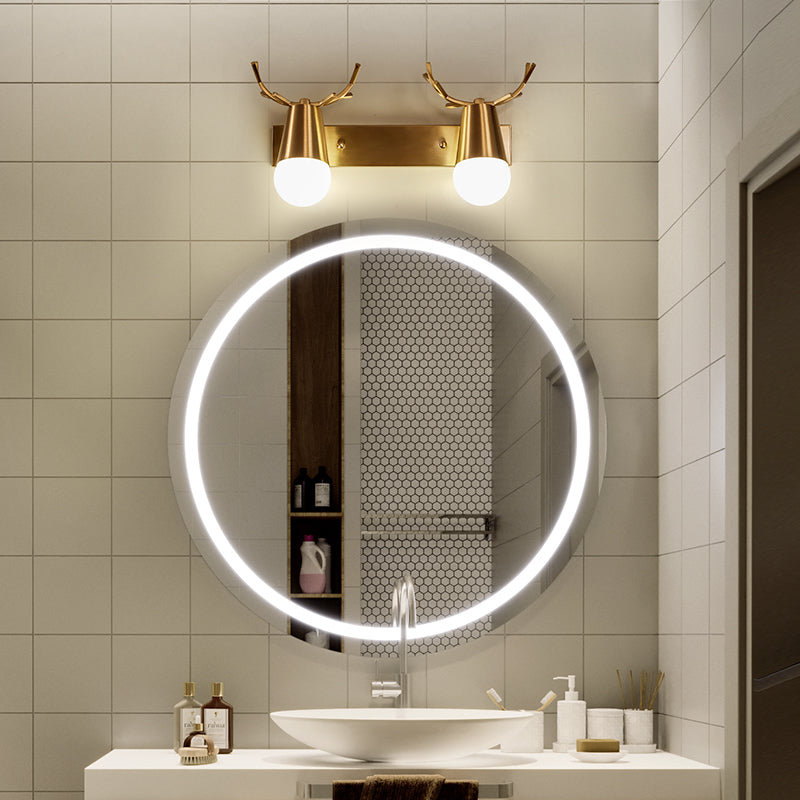 Postmodern Metal Brass Sconce Light with Exposed Bulb Design - Antler Vanity Wall Fixture