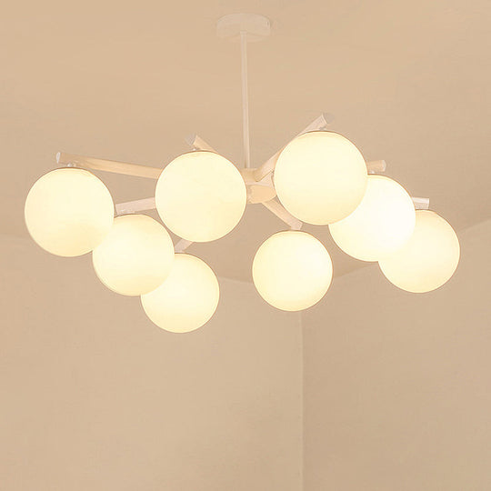 Traditional White Glass Globe Chandelier - 3/6/8 Light Pendant Fixture for Dining Room