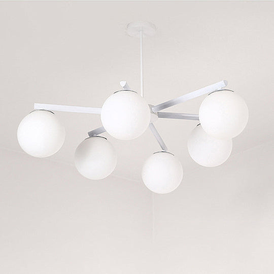 Traditional White Glass Globe Chandelier - 3/6/8 Light Pendant Fixture for Dining Room