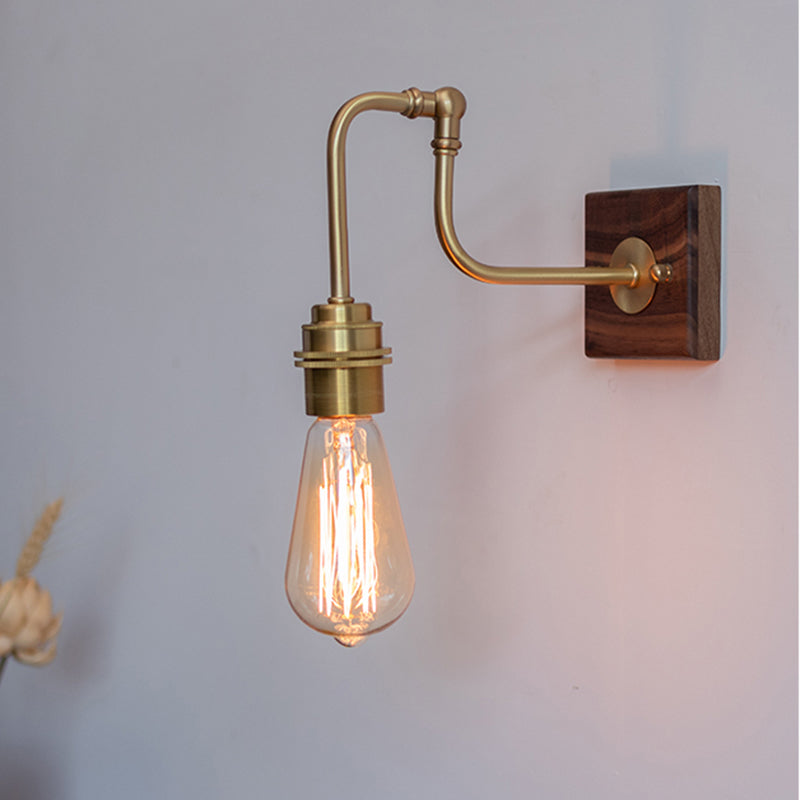Industrial Adjustable Wall Light Fixture - Metal Gold Plated Sconce Lighting, Faucet-Like Design