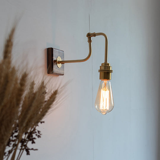 Industrial Adjustable Wall Light Fixture - Metal Gold Plated Sconce Lighting, Faucet-Like Design