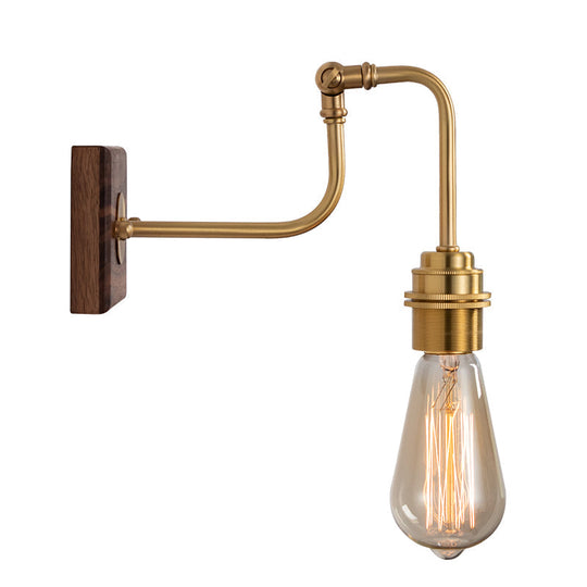 Industrial Adjustable Wall Light Fixture - Metal Gold Plated Sconce Lighting, Faucet-Like Design