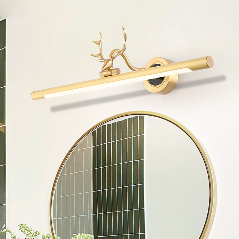 Rustic Metal LED Tube Wall Sconce Light with Adjustable Joint for Antler Bathroom Vanity