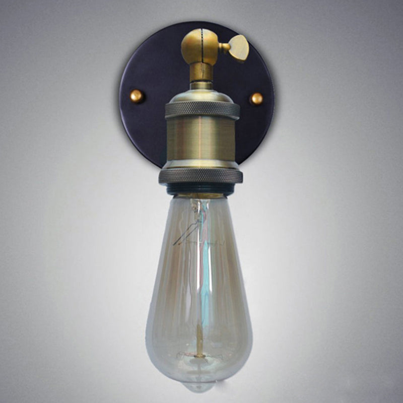Industrial Brass Wall Light with Adjustable Joint - Naked Bulb Sconce Fixture